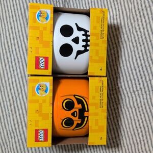 LEGO Halloween Storage Heads Pumpkin Jack-o'-lantern And Skeleton Face